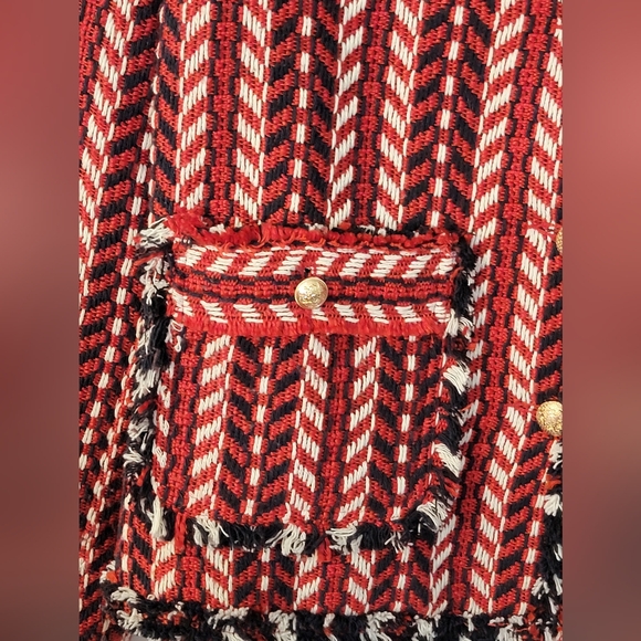 Vici Faux Tweed Red and Black Blazer/Jacket Size M - Picture 3 of 9